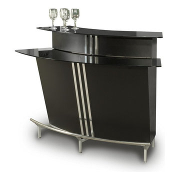 Broadway Two Tiered Black Painted Bar | Black Glass