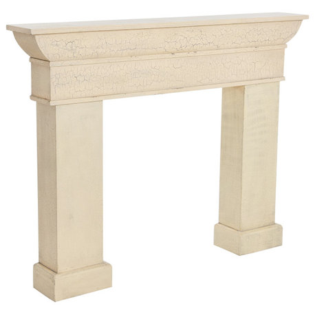 Monolith Decorative Fireplace Mantel, Distressed Cream, Cream