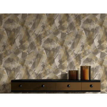 Bold Sweeping Brushstrokes Non Woven Wallpaper, Charcoal Bronze, Double Roll