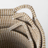 Maddie Light Brown & White Seagrass Round Baskets w/Handles (Set of 3)