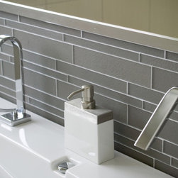 Island Stone Smoke Linear Glass Bathroom - Tile