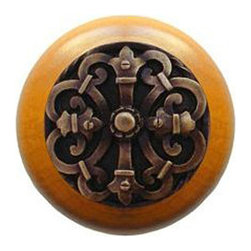 Inviting Home Inc. - Chateau Maple Wood Knob, Antique-Style Brass - Cabinet And Drawer Knobs
