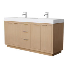 Maroni 72" Light Straw Double Vanity, 4" Thick Solid Surface Top, Int. Sinks
