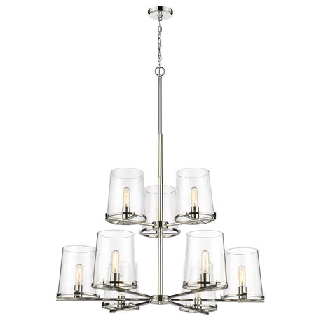 Zlite 3032-9PN 9-Light Chandelier, Clear