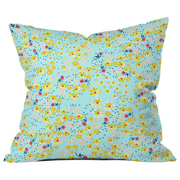 Joy Laforme Wild Floral Ditsy In Pale Blue Outdoor Throw Pillow, 16x16x4