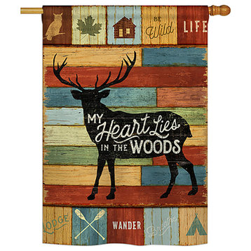 My Heart Lies In The Woods Nature, Everyday House Flag 28"x40"