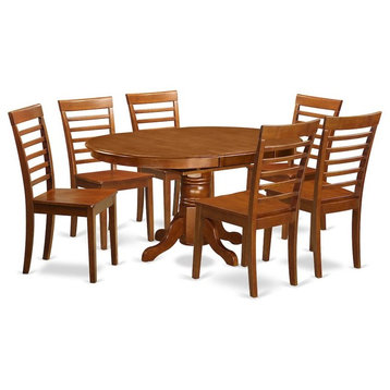7-Piece Dining Set-Oval Dining Table With Leaf And 6 Dining Chairs