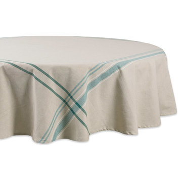 DII Teal French Stripe Tablecloth 70" Round