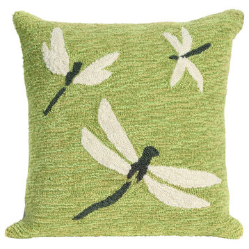 Frontporch Dragonfly Pillow, Green, 18"x18"