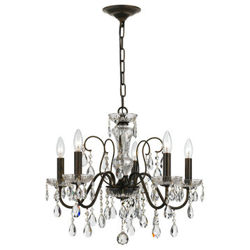 Crystorama Traditional Crystal 5-Light Clear Crystal English Bronze Chandelier, English Bronze