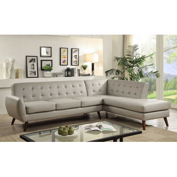 Gray Polyurethane Stationary L Shaped Two Piece Sofa And Chaise