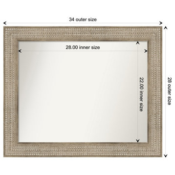 Trellis Silver Non-Beveled Wood Wall Mirror 34x28 in.