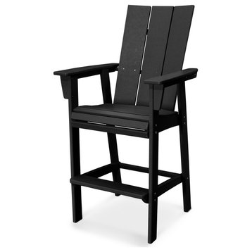 POLYWOOD Modern Adirondack Bar Chair, Black