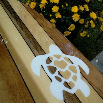 Surfboard, surfboard wall hanging, sea turtle
