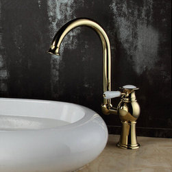 Brass Antique Luxury Gold Plated Single Handle Mixer Water Faucet For Both Bathr - Bathroom Sink Faucets