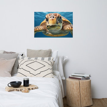 Ancient Mariner Sea Turtle Coastal Photorealism Coastal Wall Art Print