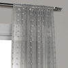 Strasbourg Dot Gray Patterned Linen Sheer Curtain Single Panel, 50W x 84L