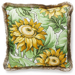 SCALAMANDRE - Sunflower Print 18X18 Pillow, Harvest, 18" X 18" - Featuring luxury textiles from The House of Scalamandre, this pillow was thoughtfully curated by our design team and sewn together with care in the USA. Effortlessly incorporate a piece of our rich history and signature aesthetic into your home, and shop our pre-styled pillows, made for you!