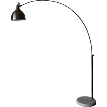 Contemporary Arch Floor Lamp - Brushed Steel, White Marble