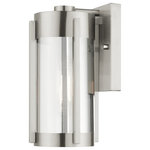 Livex Lighting - Livex Lighting Sheridan 1 Light Brushed Nickel Small Outdoor Wall Lantern - The Sheridan outdoor collection has a clean, crisp look and contemporary appeal. This single light stainless steel small wall lantern has a brushed nickel finish and features electrical plated smoke glass.
