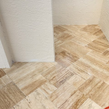 Complete Renovation adding a spa and Sunshelf,kitchen,vein cut Ivory Travertine