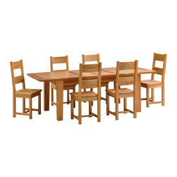 Cottage Oak 125cm-165cm Table and 4 Ladderback Chairs - Dining Sets