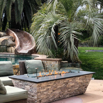 Custom Tapered Fire Table with Natural Stone – Propane