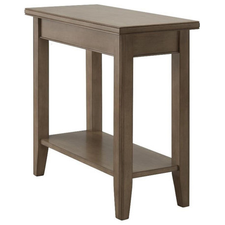 Leick Home 10505-GR Laurent Solid Wood Narrow End Table with Shelf in Smoke Gray