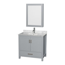 36 inch Transitional Grey Finish Bathroom Vanity Set - Bathroom Vanities And Sink Consoles