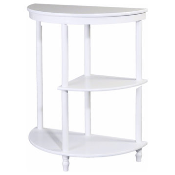 3-Tier Crescent Console/End Table in White