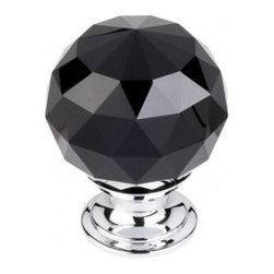 Top Knobs Additions Collection Black Crystal Knob 1 3/8" w/ Polished Chrome Base - Cabinet And Drawer Knobs