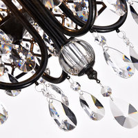 Marya 4-Light Black Metal Round Beaded Drum Chandelier Hanging Crystals Glam