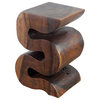 Haussmann Wood Big Wave Verve Accent Snake Table, 12x14x20, Mocha Oil