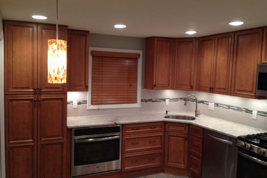 Example of a minimalist kitchen design in New York