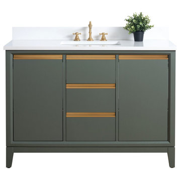 Bath Vanity, Sink, Engineered Marble Top, Vintage Green, 48"