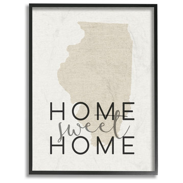 'Home Sweet Home Illinois Typography', Framed Giclee, 11"x1.5"x14"