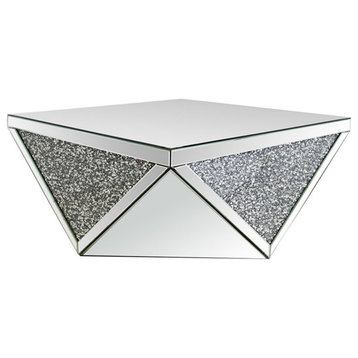 Coaster Glass Square Coffee Table with Triangle Detailing in Mirrored