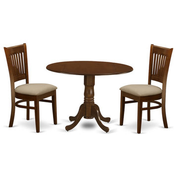 3-Piece 2-Drop-Leaf Dining Table and 2 Dining Chairs
