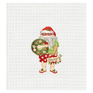 Xmas Waffle Knit Kitchen Towel Gone to the Beach 