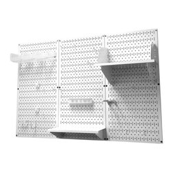 White Pegboard with White Peg-Board Accessories by Wall Control Storage Systems - Garage And Tool Storage