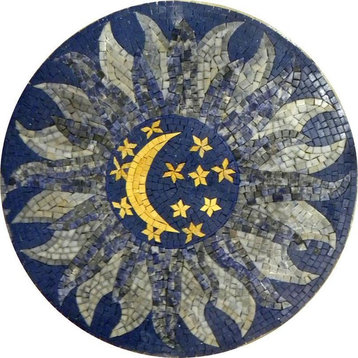 Blue Celestial Round Mosaic, Hagan 60"x60"
