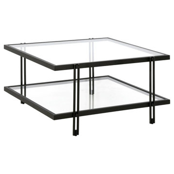 Inez 32'' Wide Square Coffee Table in Blackened Bronze