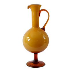 ITALIAN BUTTERSCOTCH PEDESTAL BALL PITCHER - Vases