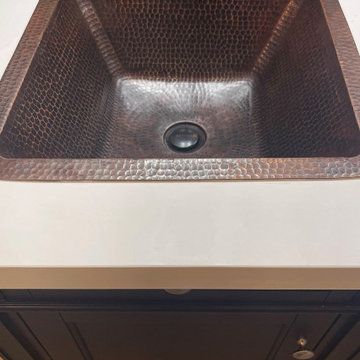 15" Square Under Counter Hammered Copper Bathroom Sink (LSQ15DB)