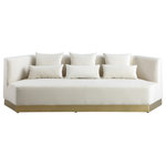 Meridian Furniture - Marquis Velvet Upholstered Set, Cream, Sofa - Revamp your living room, den or great room with this Marquis velvet sofa. This handsome piece features a bold contemporary look that's well at home in most modern decor themes. Plump pillows add a little something extra to make you feel extra cozy. Upholstered in soft cream velvet, this piece fits in nicely with nearly any other colors in the room, and the brushed gold stainless steel base ensures its up-to-the-minute look.