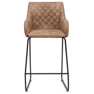 Quilted Leather Counter Stool | Rivi√®ra Maison Frisco Drive, Brown