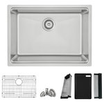 Stylish International Inc. - STYLISH 27 inch Workstation Single Bowl Undermount and Drop-in 16 Gauge - 27 inch Workstation Single Bowl Undermount and Drop-in 16 Gauge Stainless Steel Kitchen Sink with Built in Accessories, by Stylish® S-127W Argon