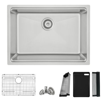 STYLISH 27 inch Workstation Single Bowl Undermount and Drop-in 16 Gauge