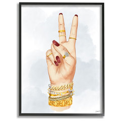 Stupell Industries Elegant Woman's Hand Pose with Fashion Tattoo Black Framed Giclee, 11 x 14