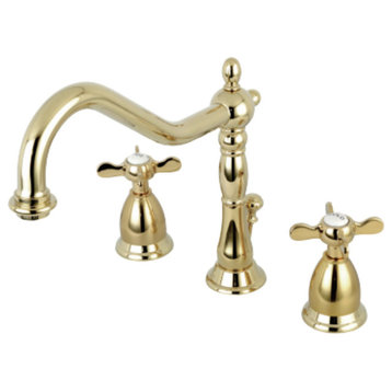 Widespread Bathroom Faucet, Brass Pop-Up, Polished Brass